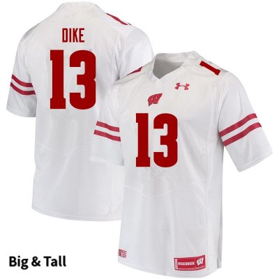 Men's Wisconsin Badgers NCAA #13 Chimere Dike White Authentic Under Armour Big & Tall Stitched College Football Jersey SJ31D22XR